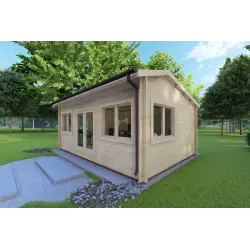 Moderne Gartenhaus CAMILLA 6x4.20, 44mm, Frontansicht rechte Seite