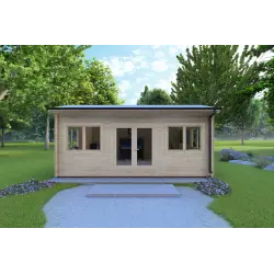 Moderne Gartenhaus CAMILLA 6x4.20, 44mm, Frontansicht