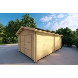 Einzelgarage aus Holz 3,5x6, 44mm, Frontansicht rechte Seite