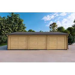 Dreifachgarage aus Holz 9x6,44mm, Frontansicht