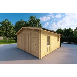Garage Holzdach 5x4, 40mm, Frontansicht rechte Seite