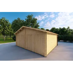 Doppelgarage aus Holz mit Holzdach 30 m², 40mm, Frontansicht rechte Seite
