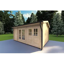 Gartenhaus Holz ALEXIA 4.5x3, 40mm, Frontansicht rechte Seite